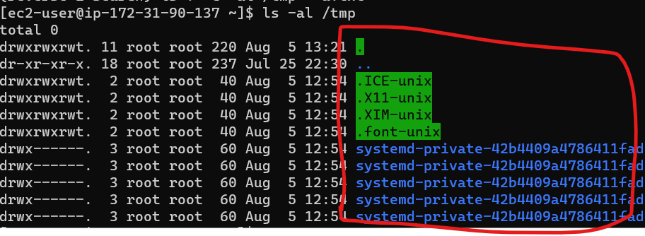 色付きのターミナルの例